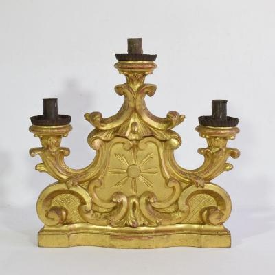 Pair of 18th Century Italian Carved Giltwood Baroque Candleholders