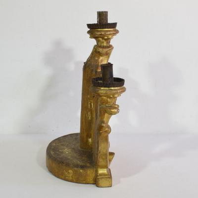 Pair of 18th Century Italian Carved Giltwood Baroque Candleholders