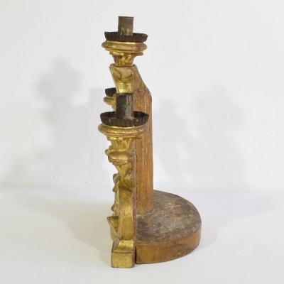 Pair of 18th Century Italian Carved Giltwood Baroque Candleholders