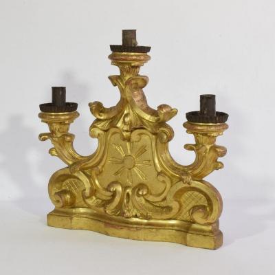 Pair of 18th Century Italian Carved Giltwood Baroque Candleholders