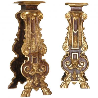 Pair of 18th Century Italian Giltwood Stands