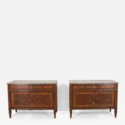 Pair of 18th Century Italian Marquetry Inlaid Commodes