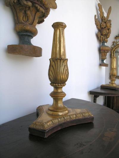 Pair of 18th Century Italian Neoclassical Giltwood Candleholders