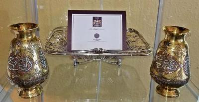 Pair of 18th Century Middle Eastern Damascene Vases