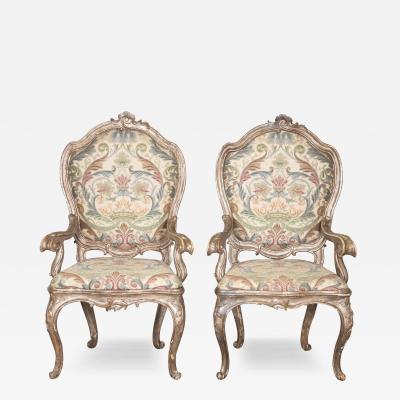 Pair of 18th Century Silvered Venetian Armchairs