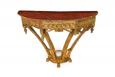 Pair of 18th Century Spanish Carved Giltwood and Painted Top Wall Mounted Consol