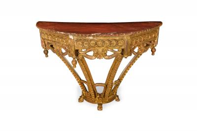 Pair of 18th Century Spanish Carved Giltwood and Painted Top Wall Mounted Consol