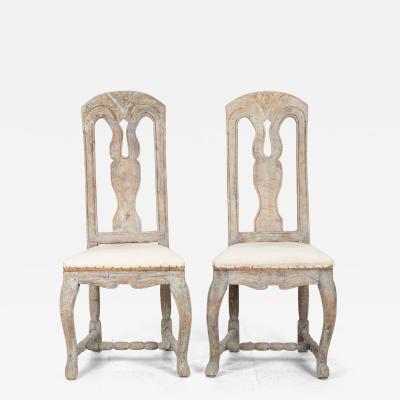 Pair of 18th Century Swedish Pine Folk Side Chairs