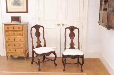 Pair of 18th Century Swedish Rococo Walnut Side Chairs
