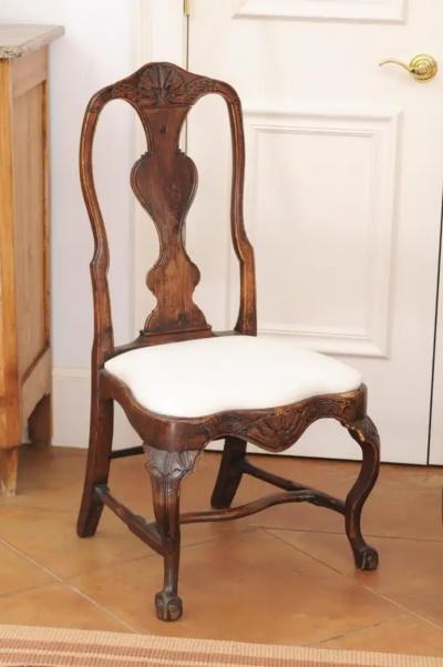 Pair of 18th Century Swedish Rococo Walnut Side Chairs