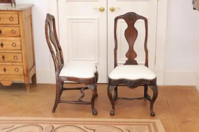 Pair of 18th Century Swedish Rococo Walnut Side Chairs