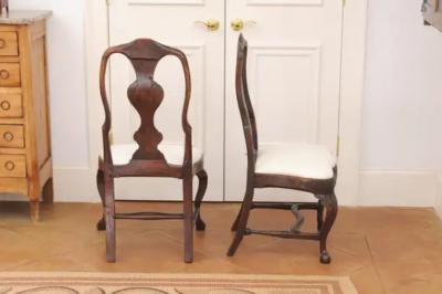 Pair of 18th Century Swedish Rococo Walnut Side Chairs