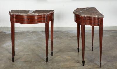 Pair of 18th c Italian Classical Marble Top Console Tables