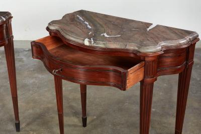 Pair of 18th c Italian Classical Marble Top Console Tables