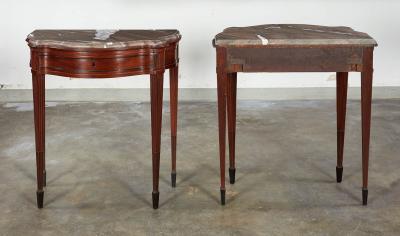 Pair of 18th c Italian Classical Marble Top Console Tables