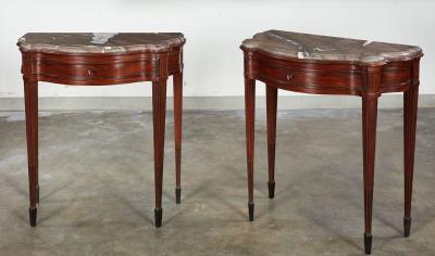 Pair of 18th c Italian Classical Marble Top Console Tables
