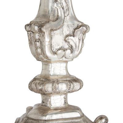 Pair of 18th century continental silvered wood lamps