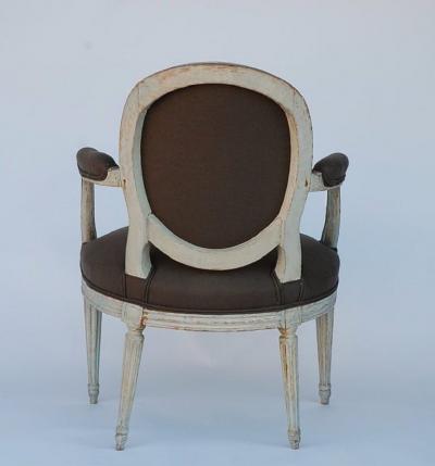 Pair of 18th century period Louis XVI whitewashed medaillon armchairs