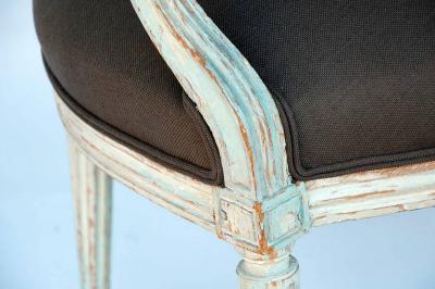 Pair of 18th century period Louis XVI whitewashed medaillon armchairs