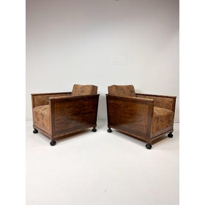 Pair of 1920s Swedish Grace Lounge Chairs