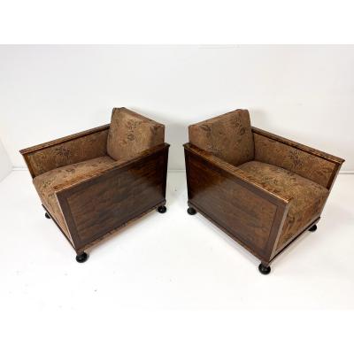 Pair of 1920s Swedish Grace Lounge Chairs