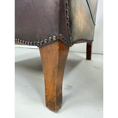 Pair of 1930 s European Leather Lounge