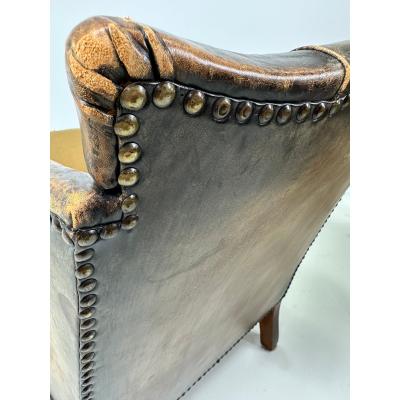 Pair of 1930 s European Leather Lounge