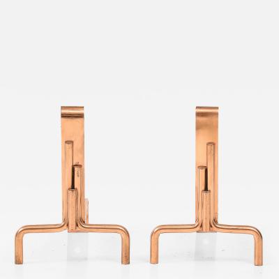 Pair of 1930s copper modernist andirons