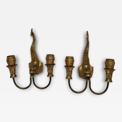 Pair of 1940 bronze sconces in the style of Jean Charles Moreux