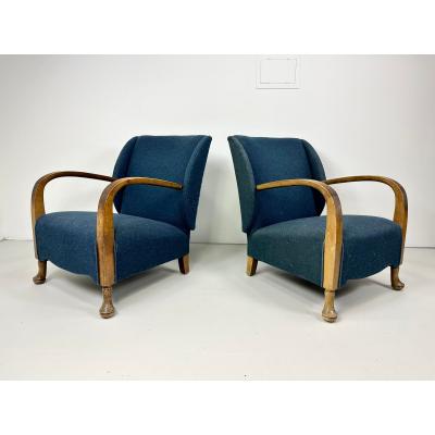 Pair of 1940 s Danish Lounge Chairs