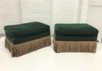 Pair of 1940s Art Deco Velvet Upholstered Ottomans