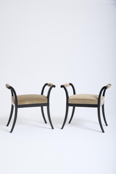 Pair of 1940s Ebonised Stools