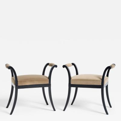 Pair of 1940s Ebonised Stools