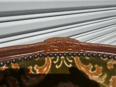 Pair of 1940s French Provincial Style Walnut Upholstered Bergeres