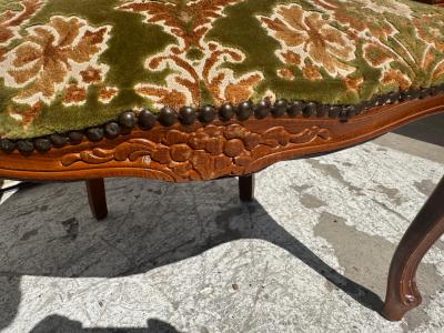 Pair of 1940s French Provincial Style Walnut Upholstered Bergeres