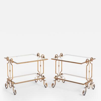 Pair of 1940s Gilt Iron Side Tables