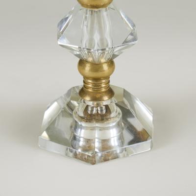 Pair of 1940s Murano cut glass and brass table lamps