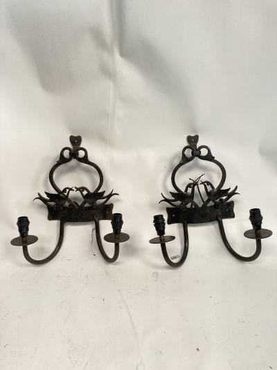 Pair of 1940s wrought iron sconces