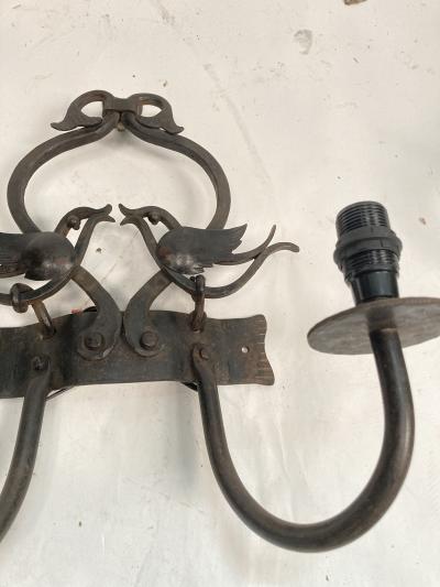 Pair of 1940s wrought iron sconces