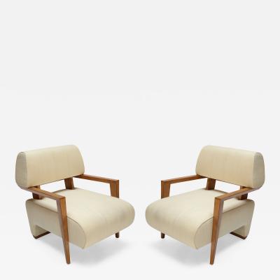 Pair of 1950s Art Deco French Armchairs