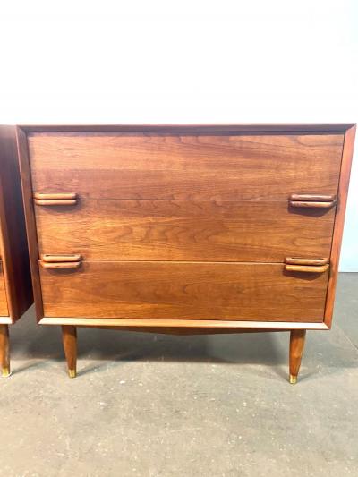 Pair of 1950s Custom Made Modernist Walnut Dressers