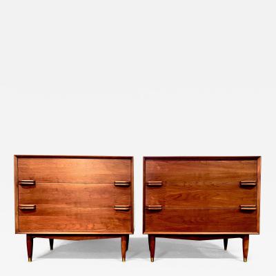 Pair of 1950s Custom Made Modernist Walnut Dressers