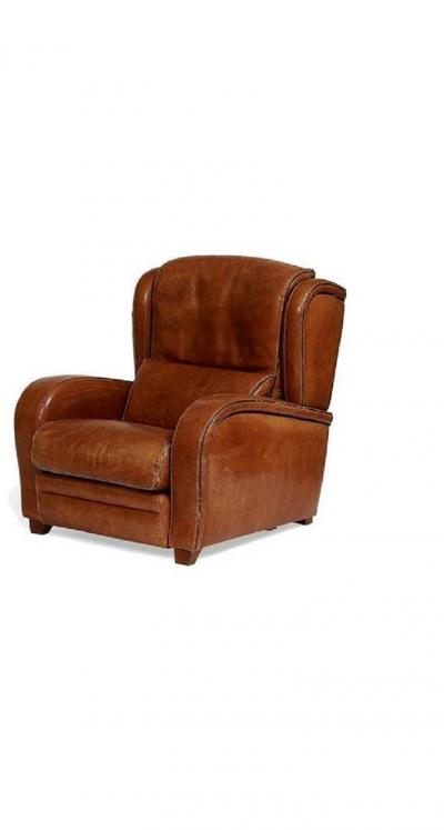 Pair of 1950s French Leather Lounge Chairs