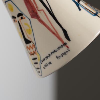 Pair of 1950s Italian Wall Sconces with Painted Ceramic Shades Amatanti