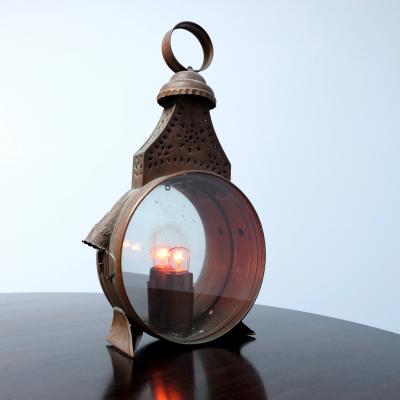 Pair of 1950s copper free standing lanterns France