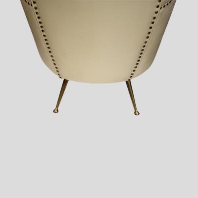 Pair of 1950s leather upholstered Italian design armchairs