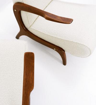 Pair of 1960s Armchairs in White Bouclette