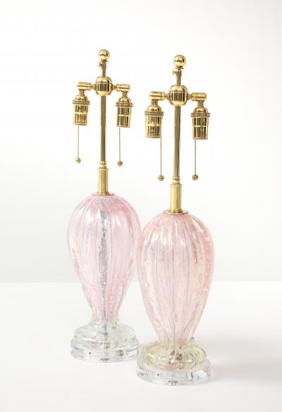 Pair of 1960s Candy Pink Murano Glass Table lamps