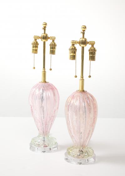 Pair of 1960s Candy Pink Murano Glass Table lamps
