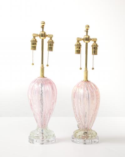 Pair of 1960s Candy Pink Murano Glass Table lamps